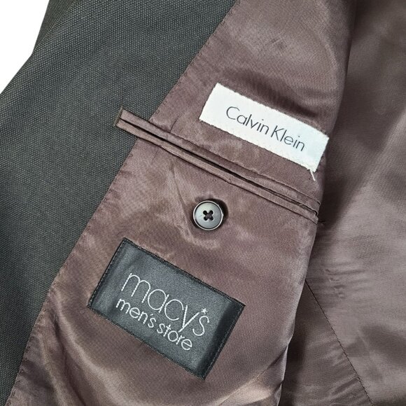 Calvin Klein Blazer Mens 38 Regular Single Breasted Lined Green/Gray Color Wool - Picture 3 of 11